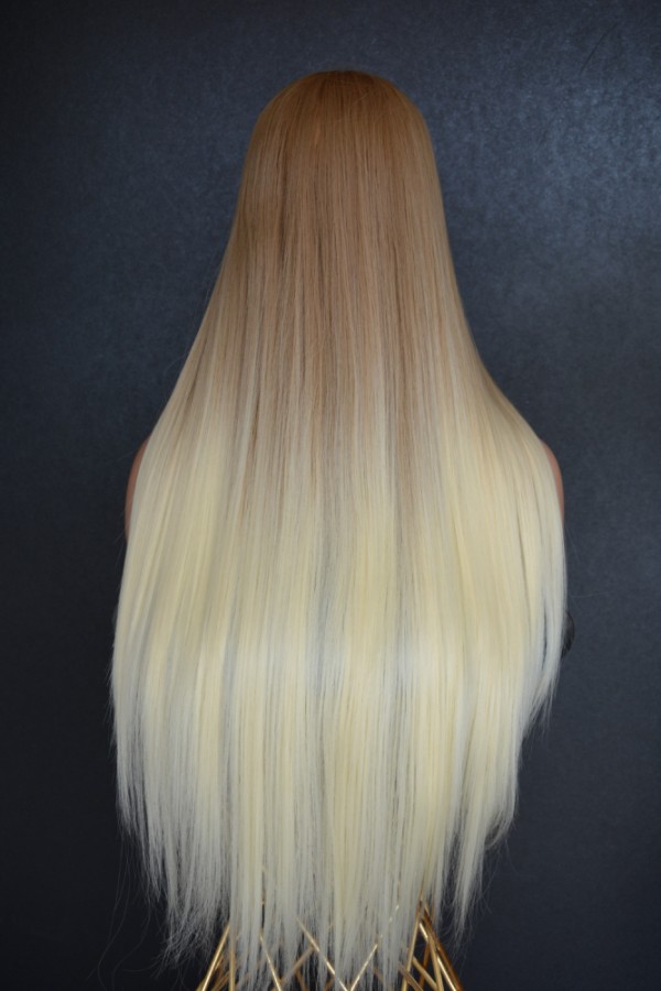 Kumral Platin Ombreli Düz Fiber Sentetik Peruk